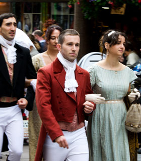 promenaders in Royal Crescent Bath during 2010 Jane Austen Festival